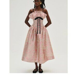 For Love And Lemons Blush and Black Midi Dress